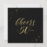 Gold & Black | Modern 50th Birthday Party Square Invitation<br><div class="desc">Let's celebrate your special day with this stylish 50th birthday party invitation. This design features chic gold typography "Cheers to 50 years" and gold sparkle graphics on a black background. If you're looking for a simple chic square invitation for a black & gold theme birthday party, this invitation will be...</div>