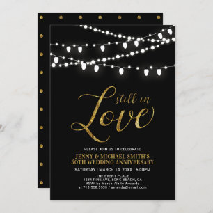 Gold & Black   Modern 50th Wedding Anniversary Invitation