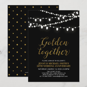 Gold & Black Modern 50th Wedding Anniversary Invitation