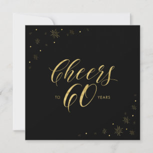 Gold & Black Modern 60th Birthday Party Square Invitation