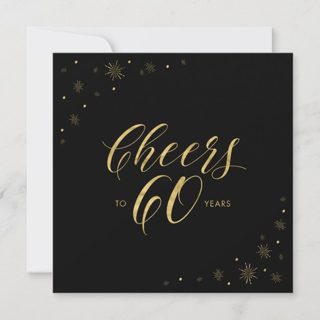 Gold & Black | Modern 60th Birthday Party Square Invitation (Front)