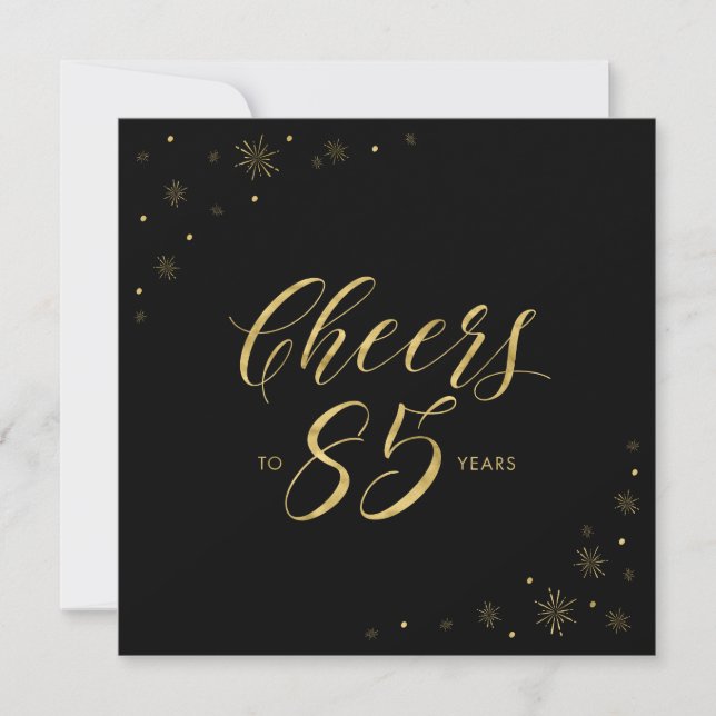 Gold & Black Modern 85th Birthday Party Square Invitation (Front)