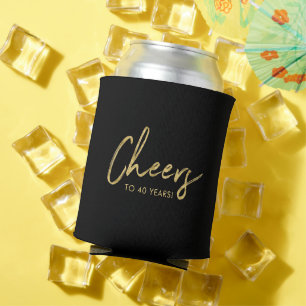 Gold & Black   Modern Adult Birthday Party Favour Can Cooler