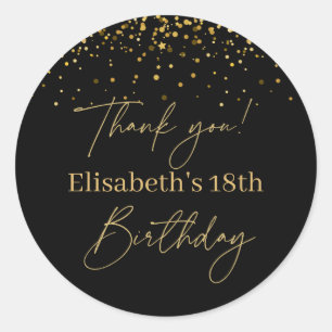 Gold & Black Modern Birthday Classic Round Sticker