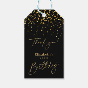 Gold & Black Modern Birthday Party Gift Tags
