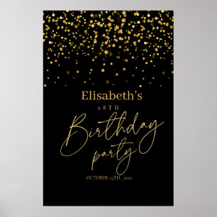 Gold & Black Modern Birthday Party  Poster