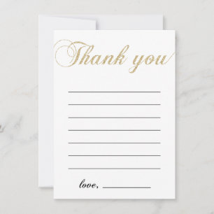 Gold & Black Modern Boy Party Thank You Note Card