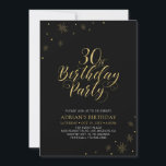Gold & Black | Modern Chic 30th Birthday Party Invitation<br><div class="desc">Let's celebrate your special day with this stylish 30th birthday party invitation. This design features chic gold typography and gold elements with a black background. You can customise the text and background colour. More matching items available at my shop BaraBomDesign. If you need a custom design, please contact me via...</div>