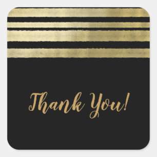 Gold & Black Modern Chic Elegant Wedding Square Sticker