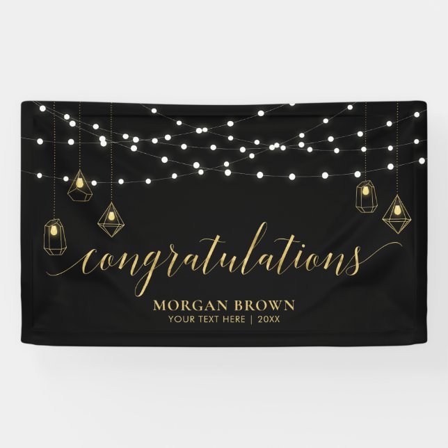 Gold & Black Modern Congratulations Banner (Horizontal)