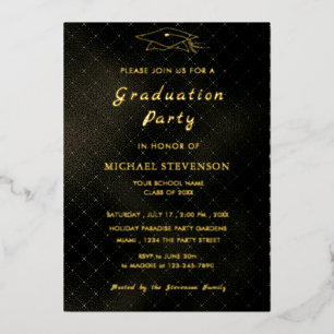 Gold Black Modern Design Grad Party Invitation
