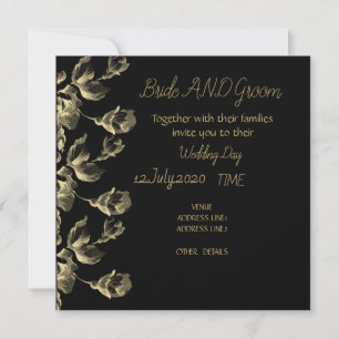Gold black modern elegant wedding invitation