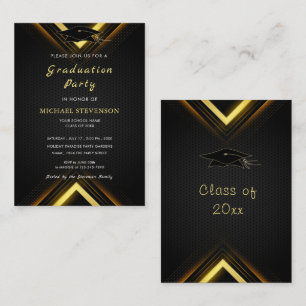 Gold Black Modern Graduation Invitation Card
