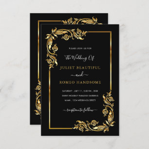 Gold Black Modern Luxury Wedding Invitation