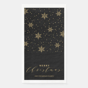 Gold & Black Modern Merry Christmas Party Napkins