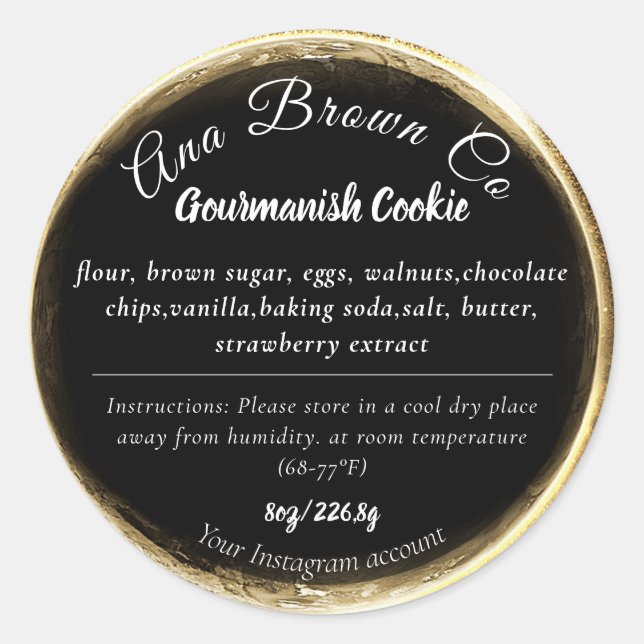 Gold Black Modern Product Label (Front)