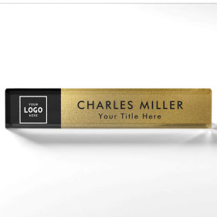 Gold black Modern Professional business logo Nameplate