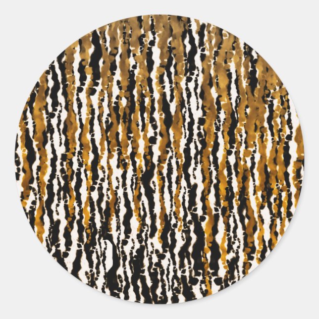 Gold & Black Modern Safari Rain Jungle Glam Party Classic Round Sticker (Front)