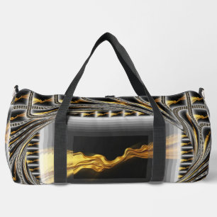 Gold Black Monochrome Opulent Swirl Liquid Christi Duffle Bag