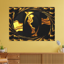 Gold Black Monochrome - Opulent Swirl Liquid Gold 