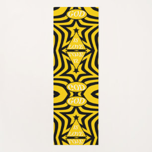 Gold & Black Monochrome Star Premium "God Is Love" Yoga Mat