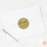 Gold Black Monogram Elegant Wedding