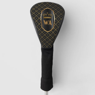 Gold Black Monogram Golf Head Cover