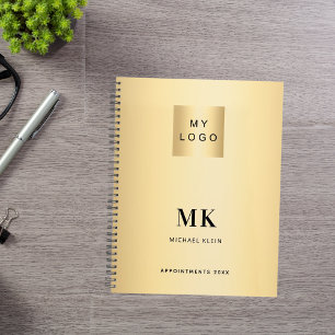 Gold black monogram initials business 2027 planner