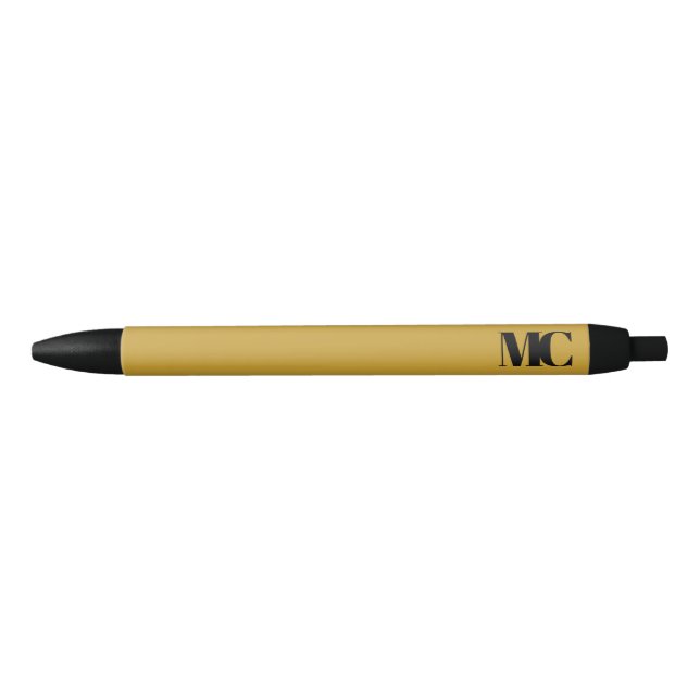 Gold Black Monogram Monogrammed Elegant Modern Ink Pen (Front)