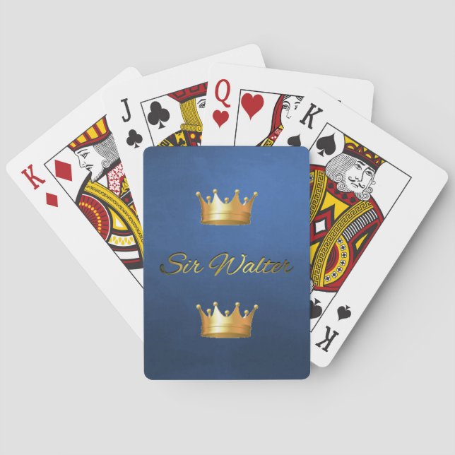 Gold & Black Monogram on Blue Basic Playing Cards (Back)