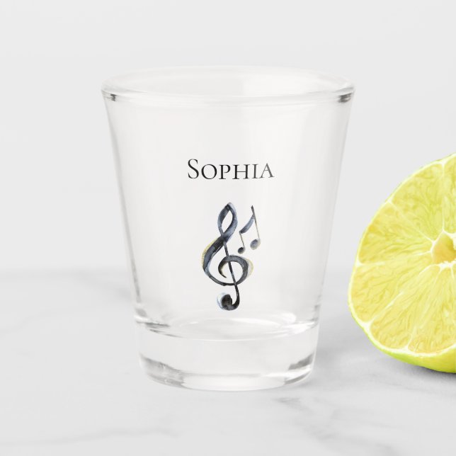 Gold Black Music Notes Shot Glass (Front)