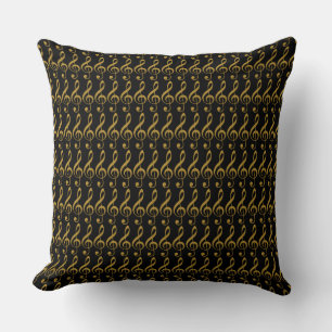 gold & black musical notes cushion