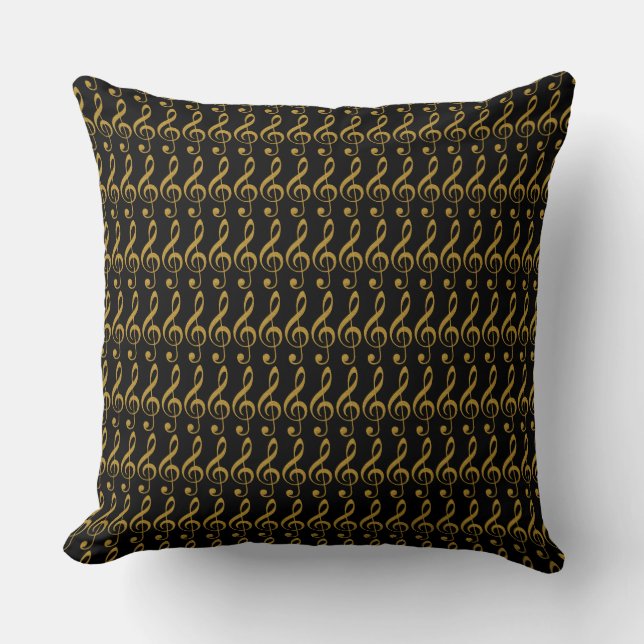 gold & black musical notes cushion (Front)