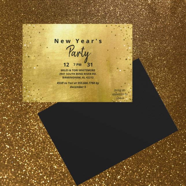Gold & Black New Year's Eve Party  Invitation (Creator Uploaded)