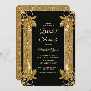 Gold Black Ornate Floral Bridal Shower Invitation