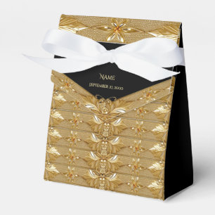 Gold Black Ornate Floral Favour Box
