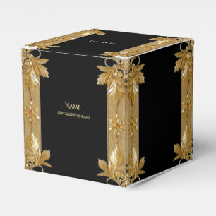 Gold Black Ornate Floral Favour Box