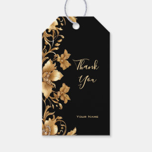 Gold Black Ornate Floral Gift Tag