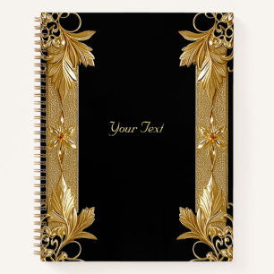 Gold Black Ornate Floral Notebook