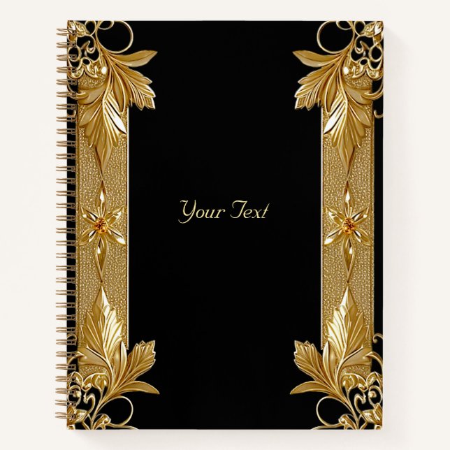 Gold Black Ornate Floral Notebook (Front)