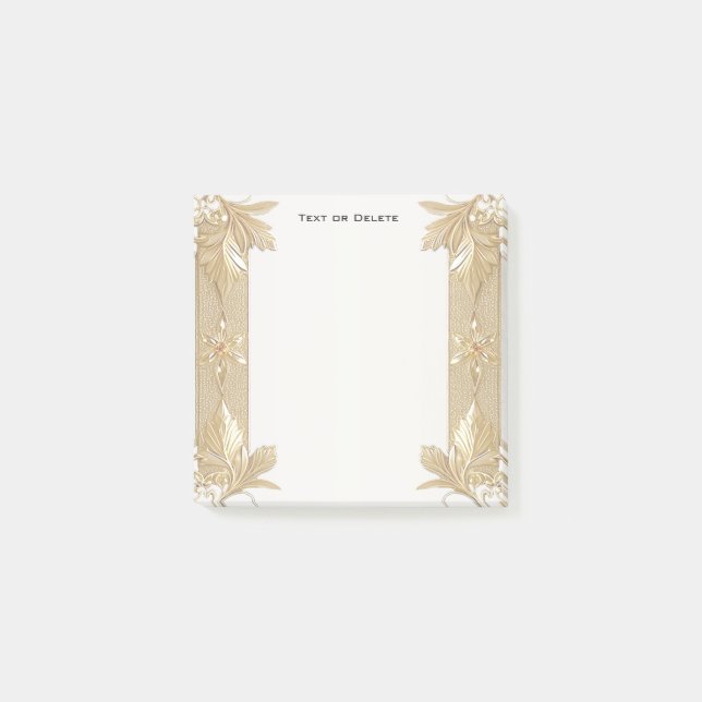 Gold Black Ornate Floral Post it Notes (Front)