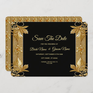 Gold Black Ornate Floral Save The Date