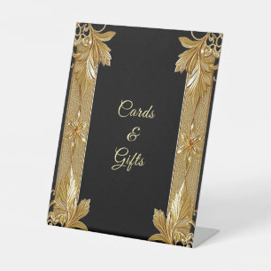 Gold Black Ornate Floral Tabletop Signs
