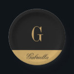 Gold Black Paper Plate<br><div class="desc">Gold Black</div>