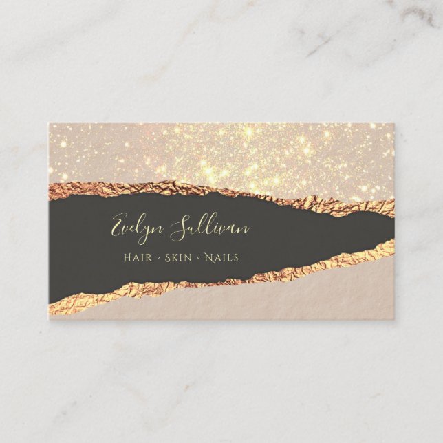 Gold black paper texture business card (Front)