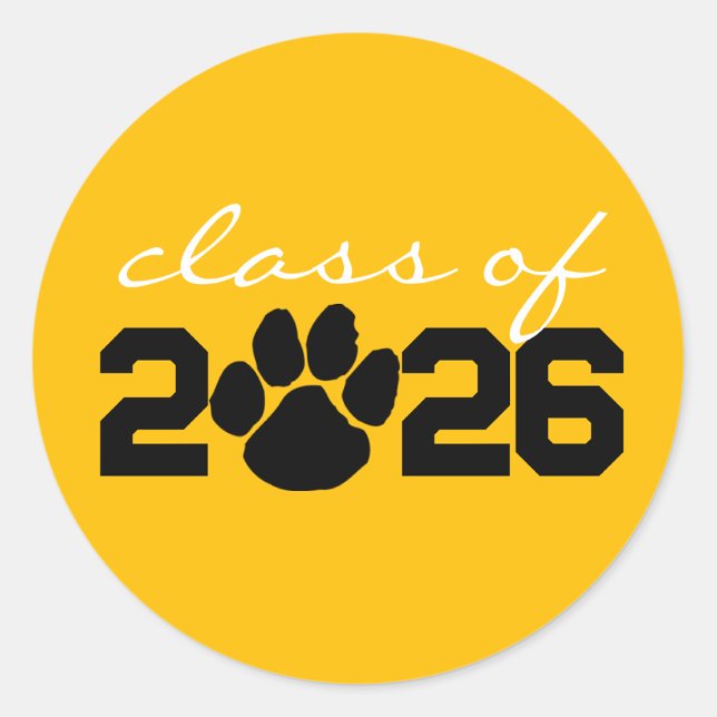 Gold & Black Paw Print Graduation Stickers (Matching Envelopes, Return Address Labels & Envelope Seals)