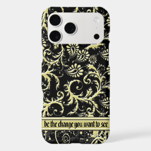Gold & Black Personalised Damask iPhone Cover-
