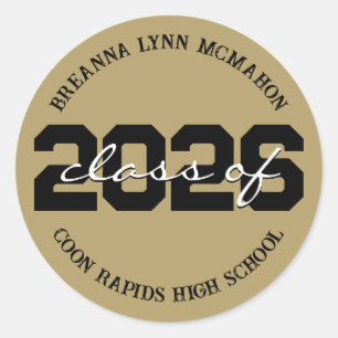 Gold & Black Personalised Graduation Stickers