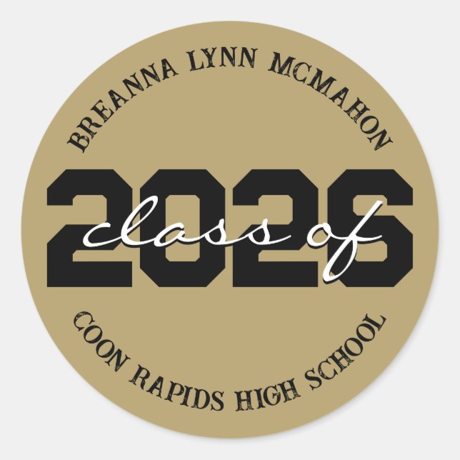Gold & Black Personalised Graduation Stickers (Front)