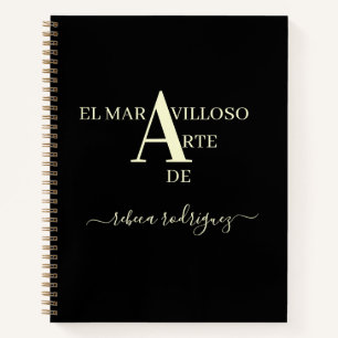 Gold Black Personalised Sketchbook add Name Notebook